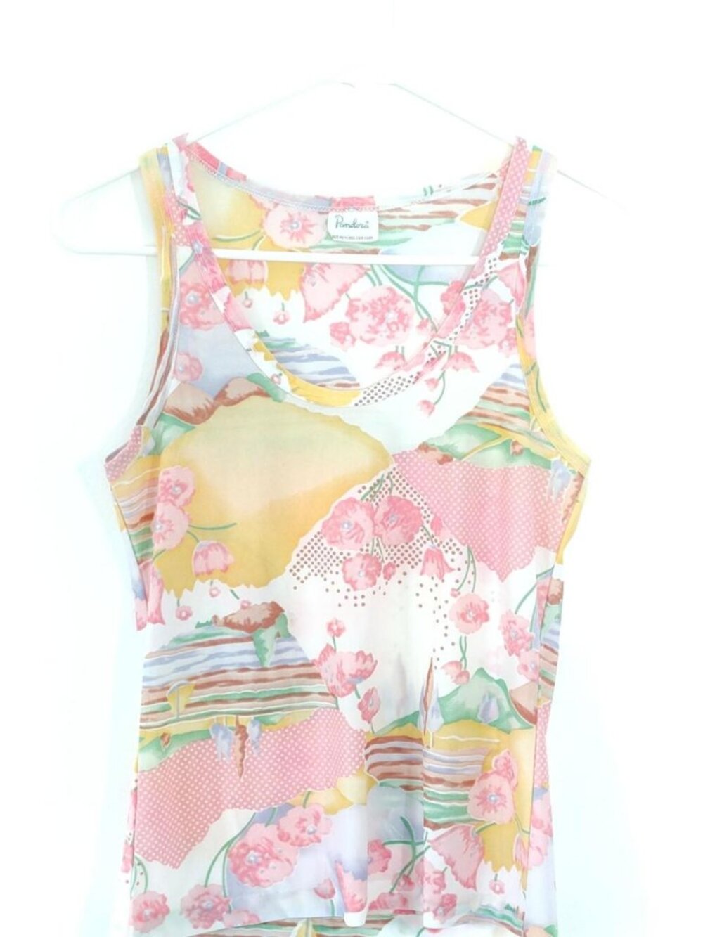 Vintage 70s Floral abstract Print Tank Top XS